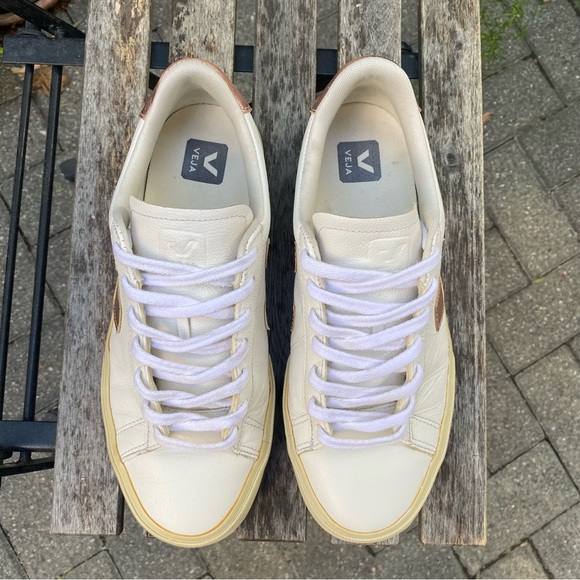 Veja Campo ChromeFree Sneakers Women's Size 10 White Pink Athletic Leather Shoes - Picture 11 of 14